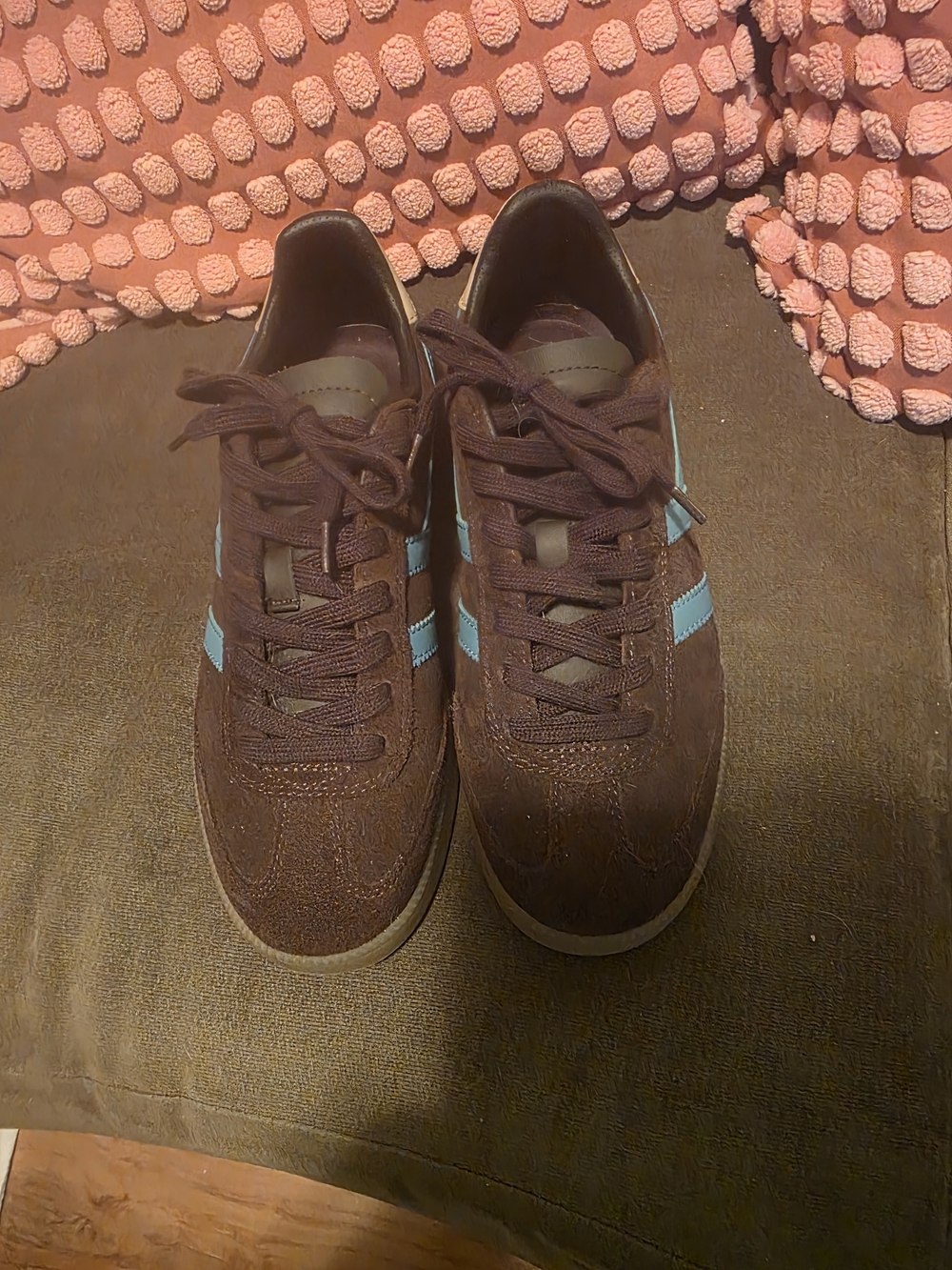 Gola Viper Brown Suede Sneakers with Light Blue Stripes Size 7.5